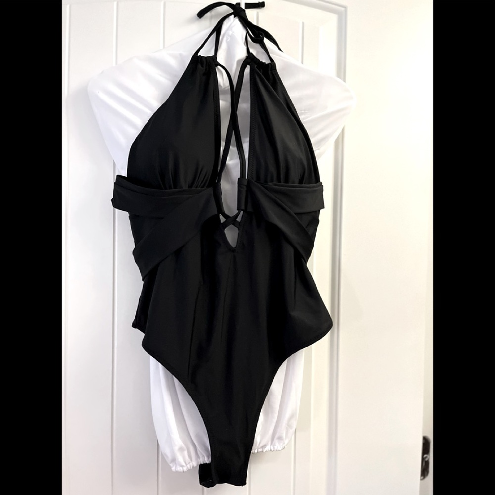 Cris-cross halter swimsuit